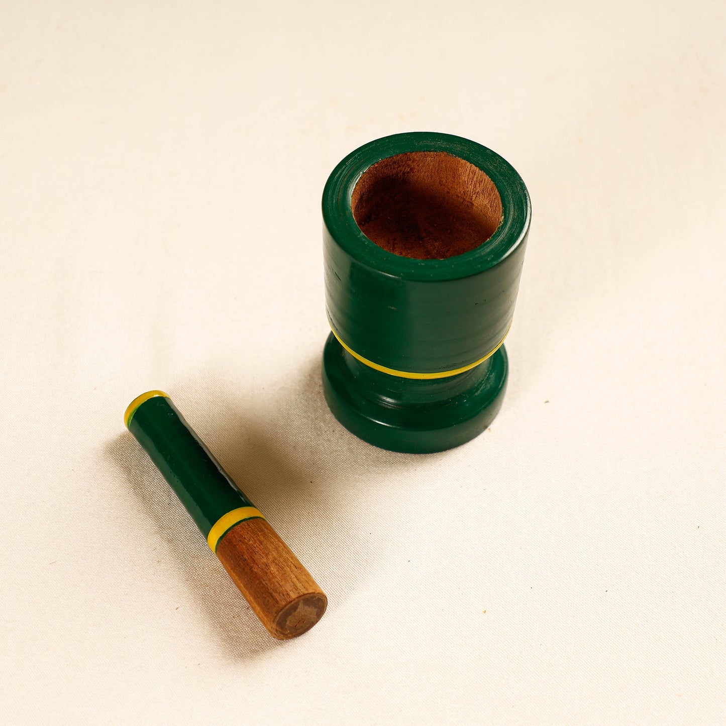 Handmade Lacquered Wooden Mortar & Pestle Set - Small