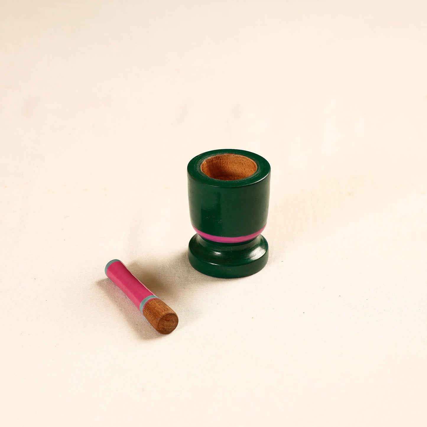 Handmade Lacquered Wooden Mortar & Pestle Set - Small