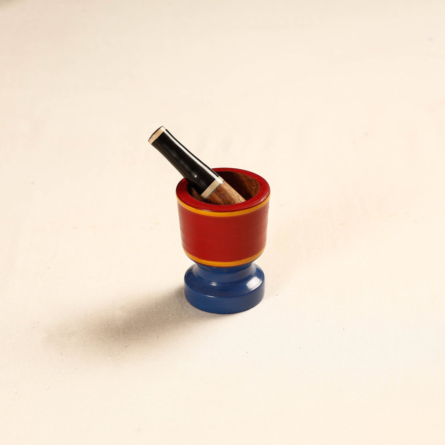 Handmade Lacquered Wooden Mortar & Pestle Set - Small