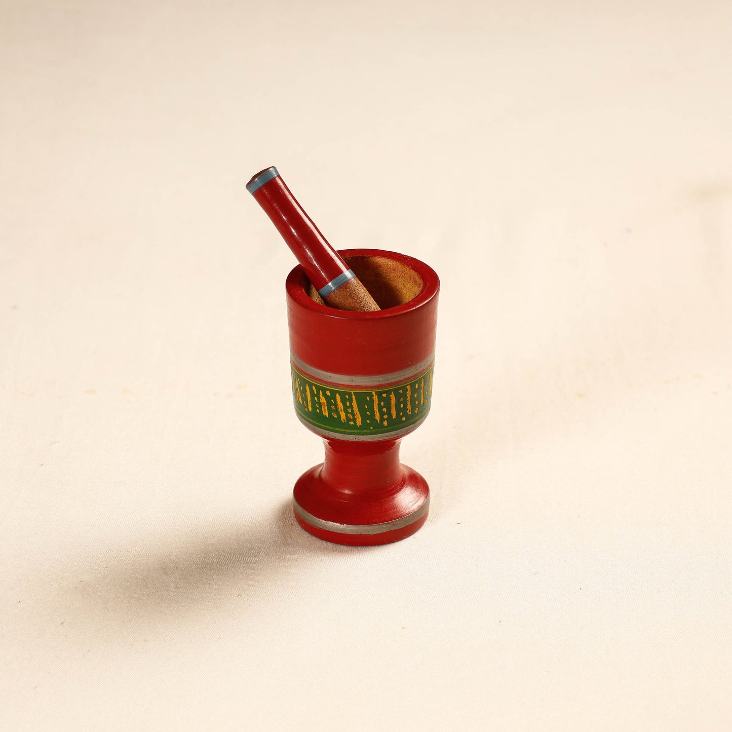 Handmade Lacquered Wooden Mortar & Pestle Set - Small