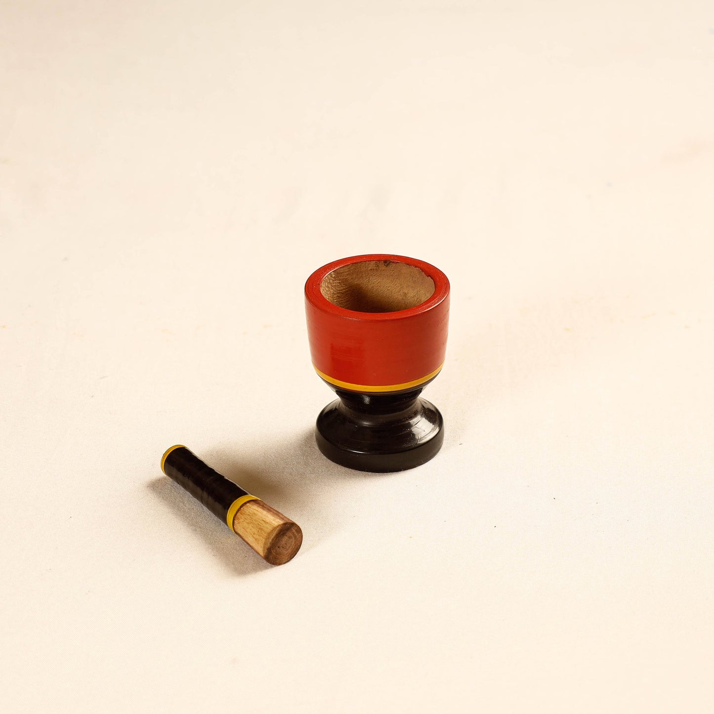 Handmade Lacquered Wooden Mortar & Pestle Set - Small