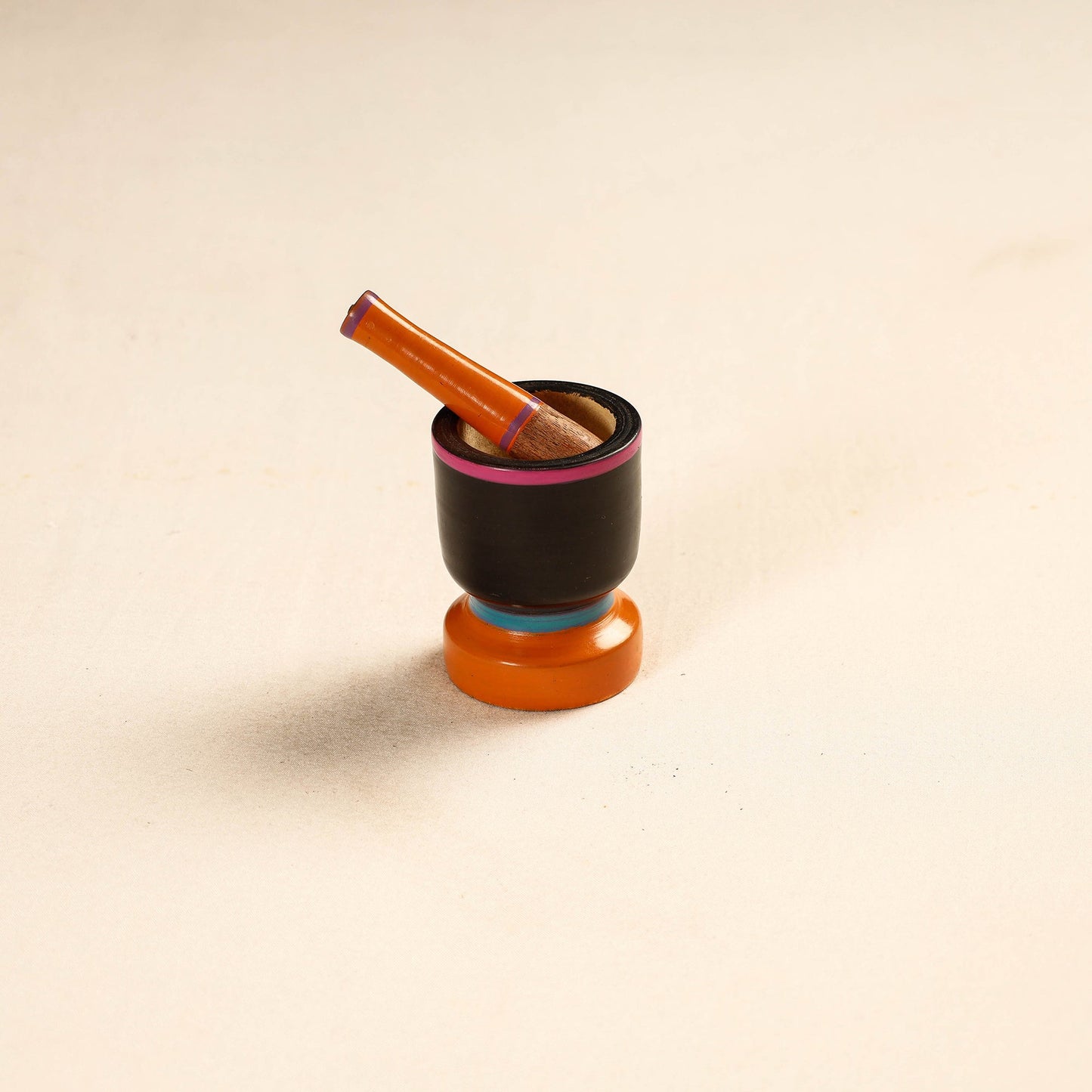 Handmade Lacquered Wooden Mortar & Pestle Set - Small