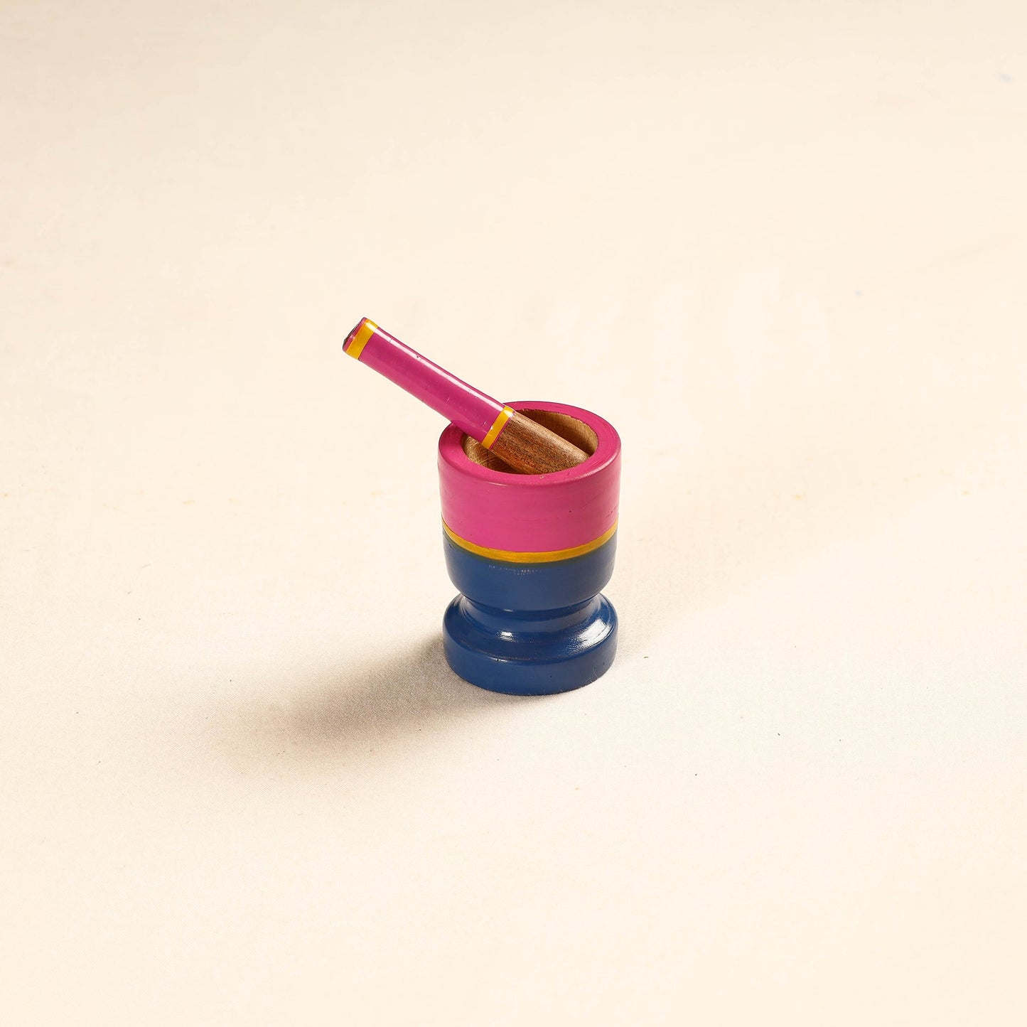Handmade Lacquered Wooden Mortar & Pestle Set - Small