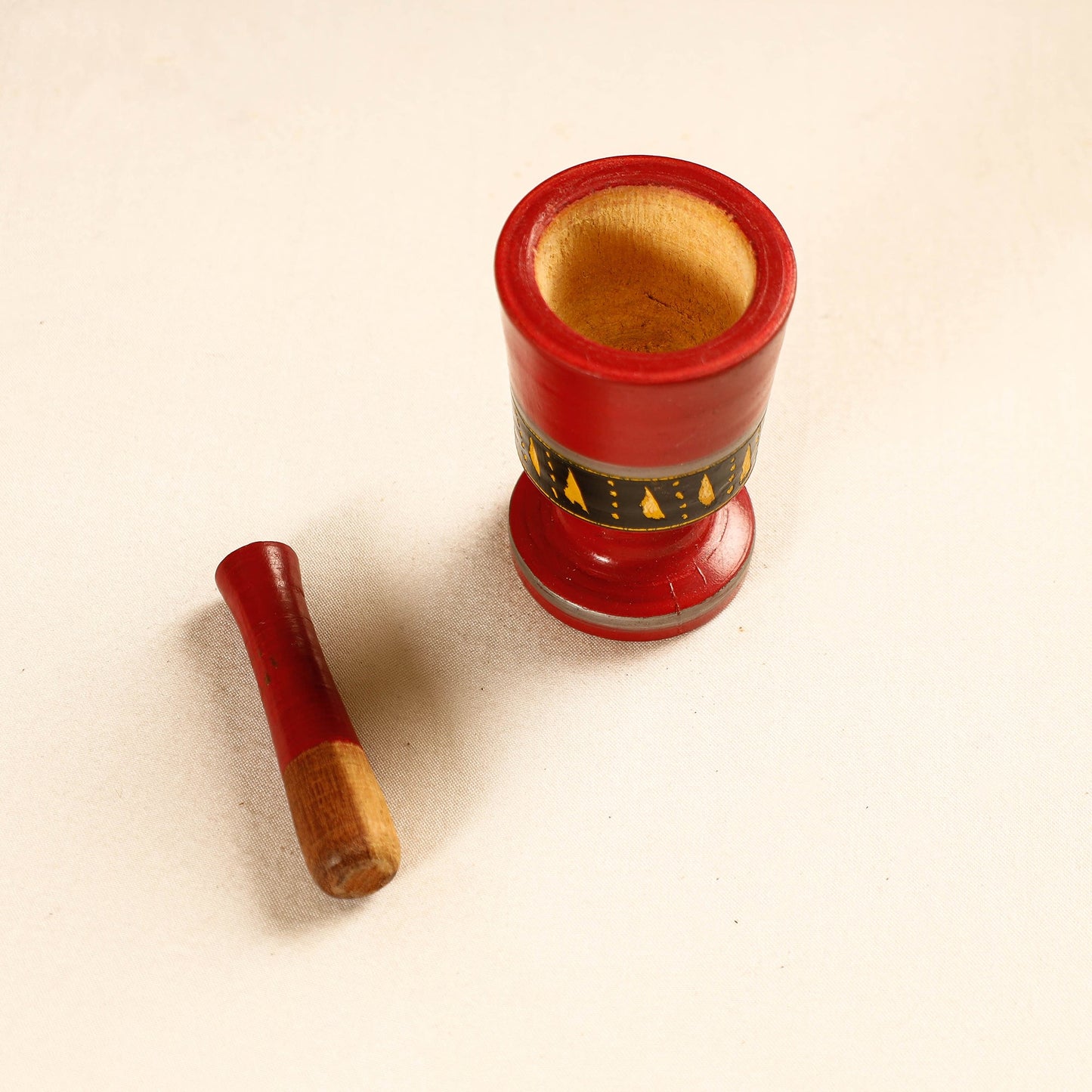 Handmade Lacquered Wooden Mortar & Pestle Set - Small