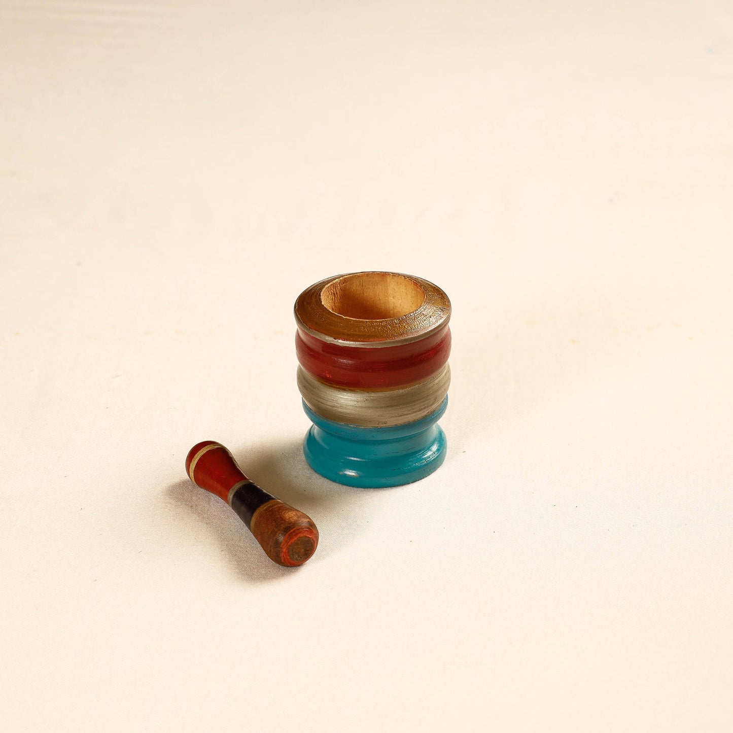 Handmade Lacquered Wooden Mortar & Pestle Set - Small
