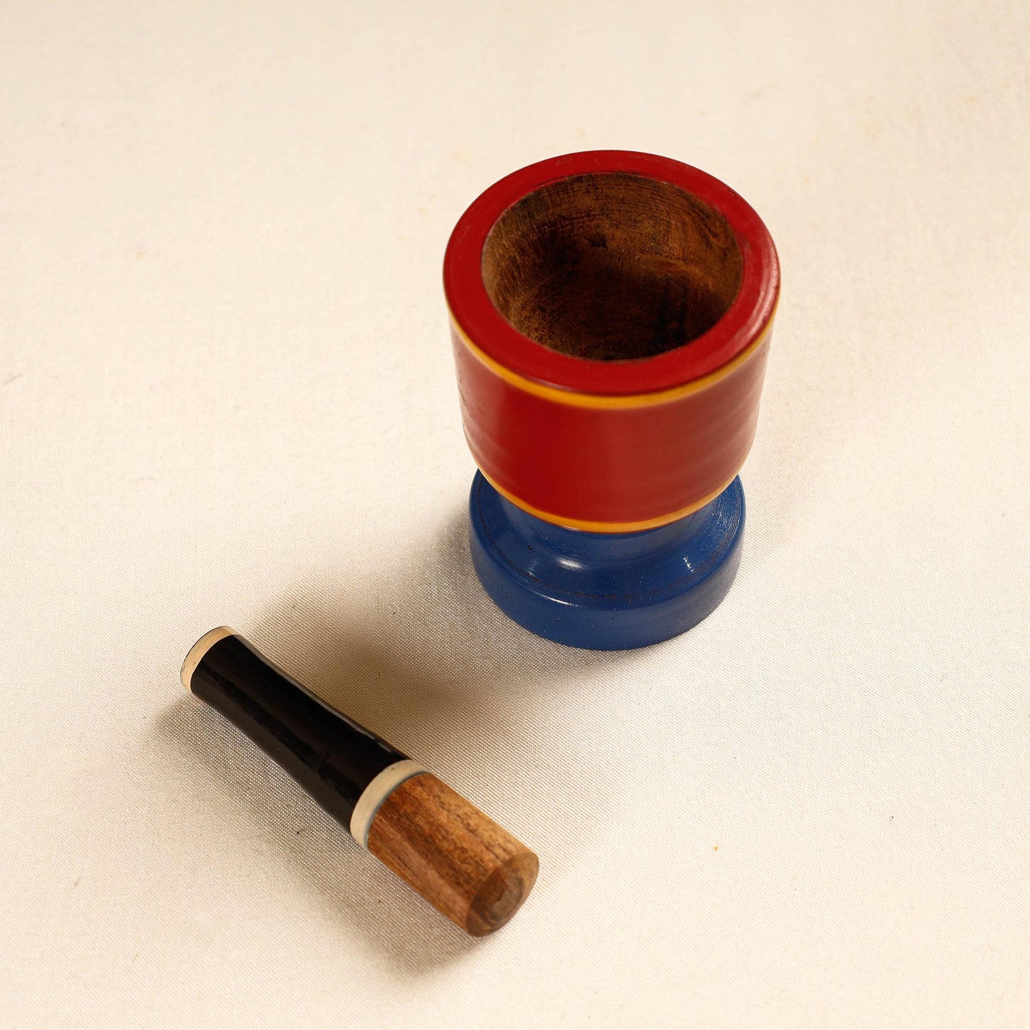 Handmade Lacquered Wooden Mortar & Pestle Set - Small