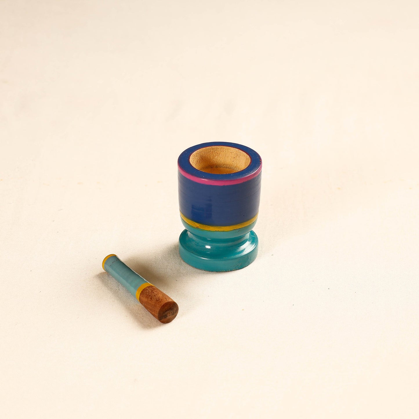 Handmade Lacquered Wooden Mortar & Pestle Set - Small