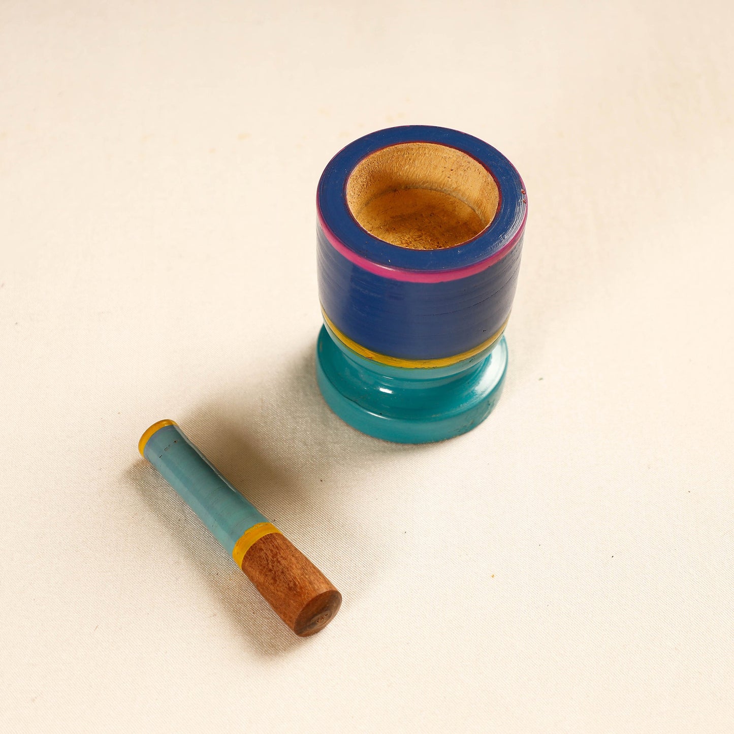 Handmade Lacquered Wooden Mortar & Pestle Set - Small