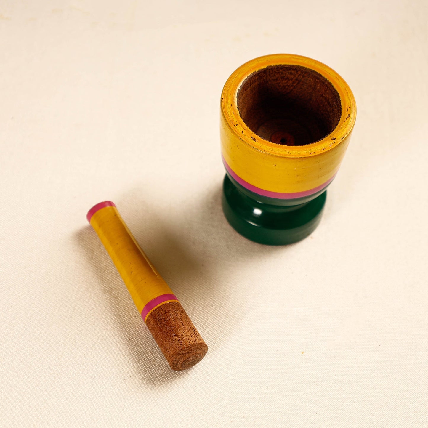 Handmade Lacquered Wooden Mortar & Pestle Set - Small