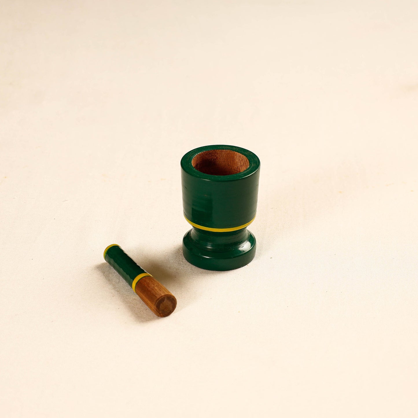 Handmade Lacquered Wooden Mortar & Pestle Set - Small