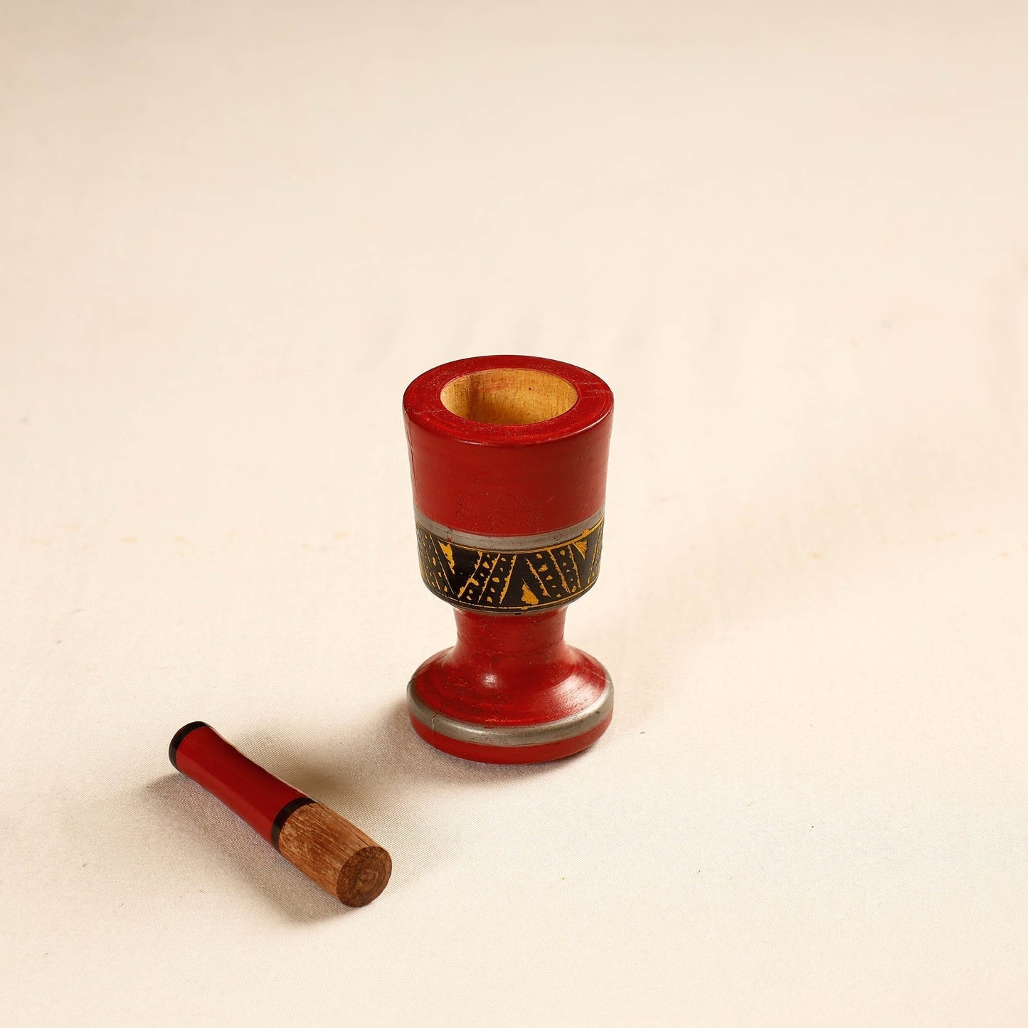 Handmade Lacquered Wooden Mortar & Pestle Set - Small