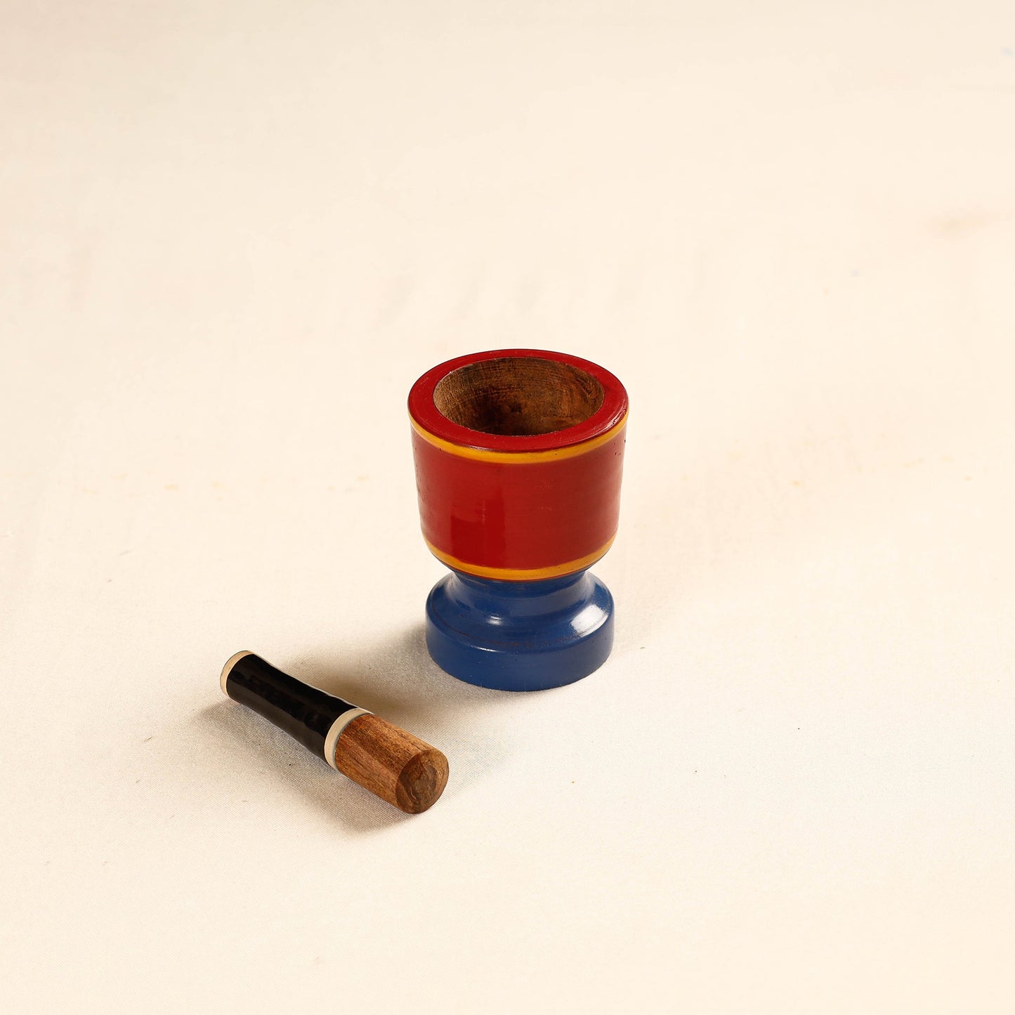 Handmade Lacquered Wooden Mortar & Pestle Set - Small
