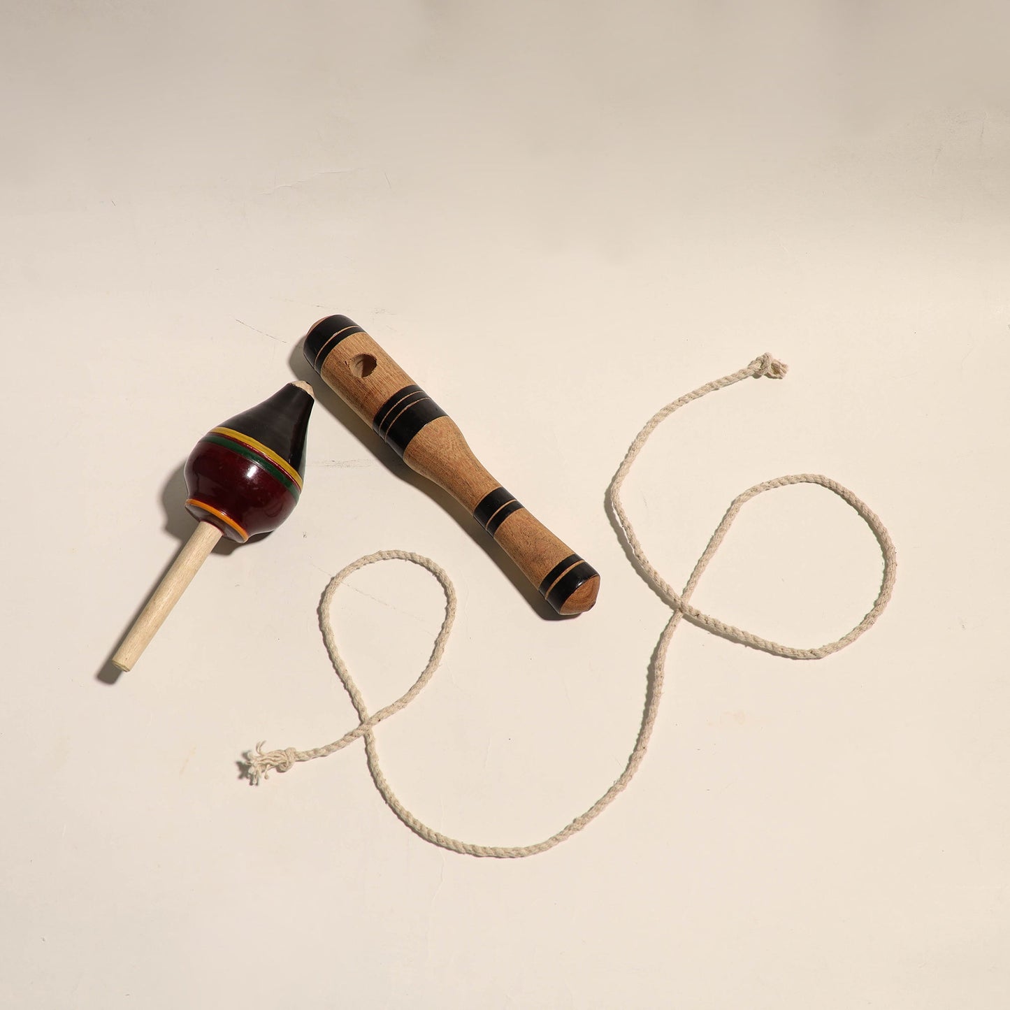 Handmade Lacquered Wooden Spinning Top - Lattu