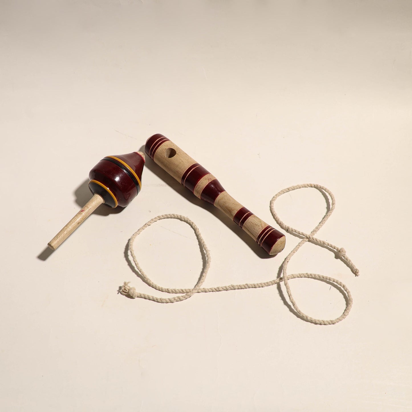 Handmade Lacquered Wooden Spinning Top - Lattu
