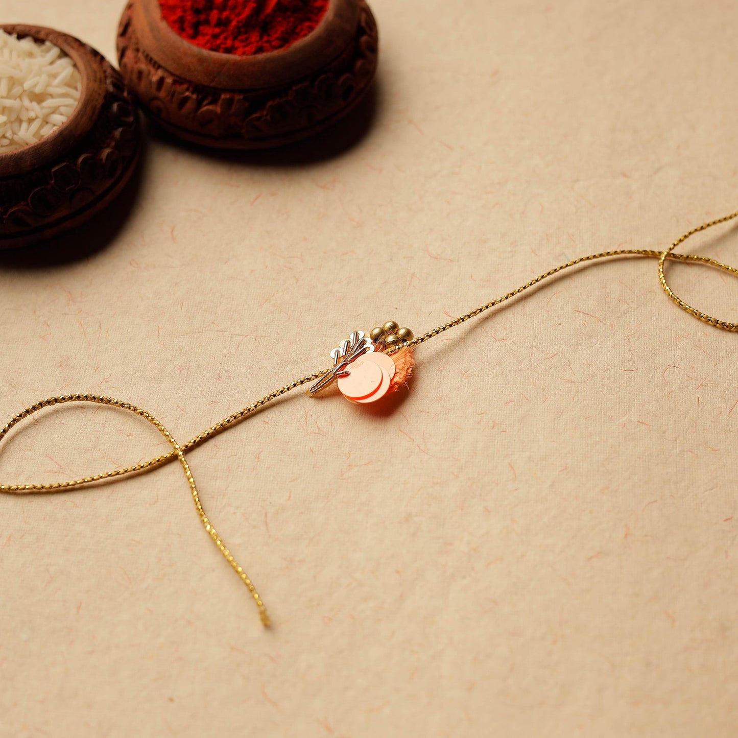Handmade Leaf Chakalia Beadwork Rakhi 06