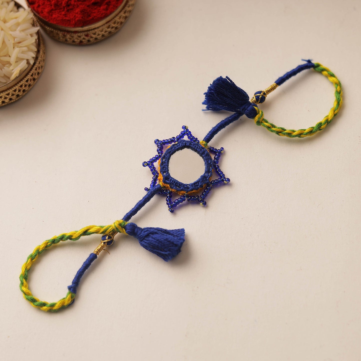 Handmade Mirror & Beadwork Rakhi 08