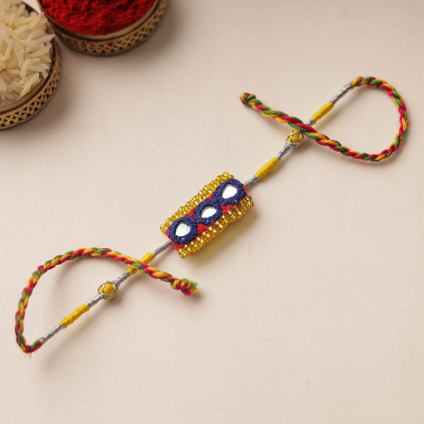 Handmade Mirror & Beadwork Rakhi 35