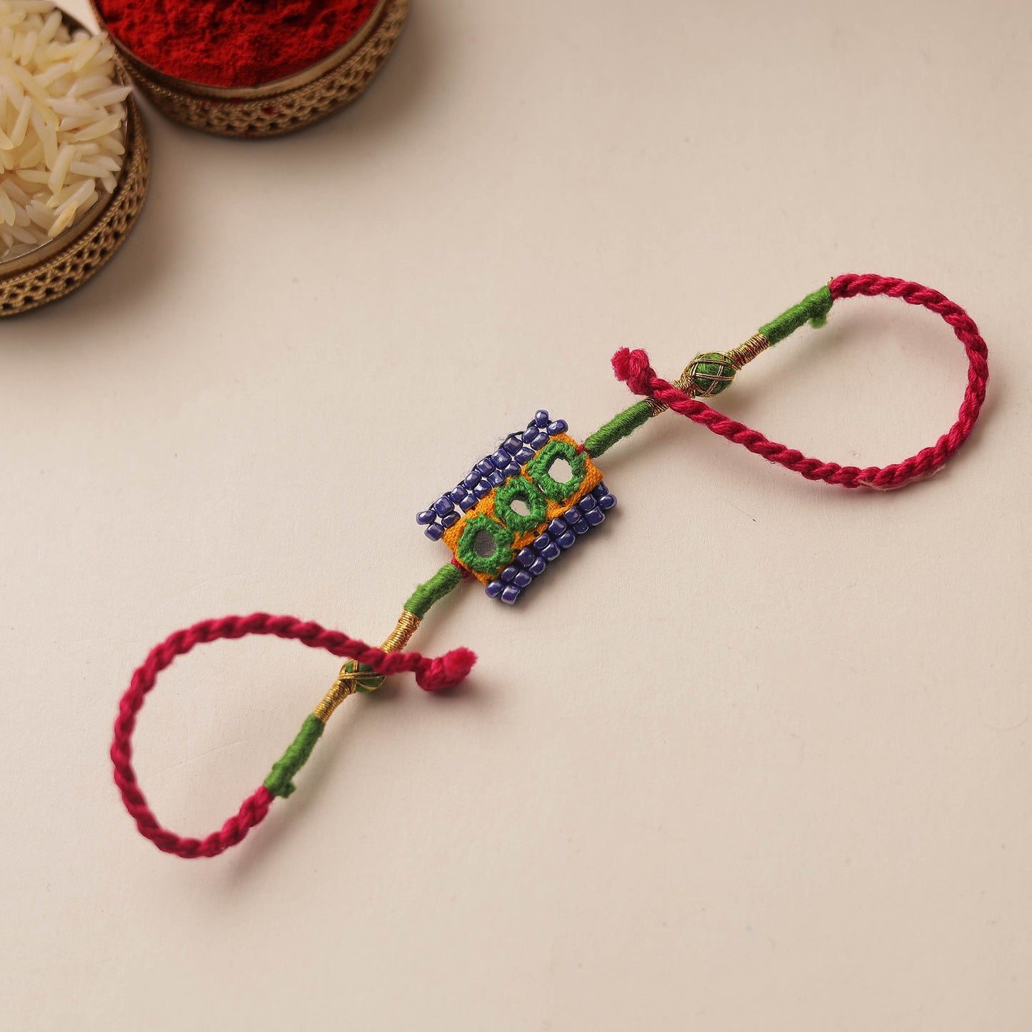Handmade Mirror & Beadwork Rakhi 43