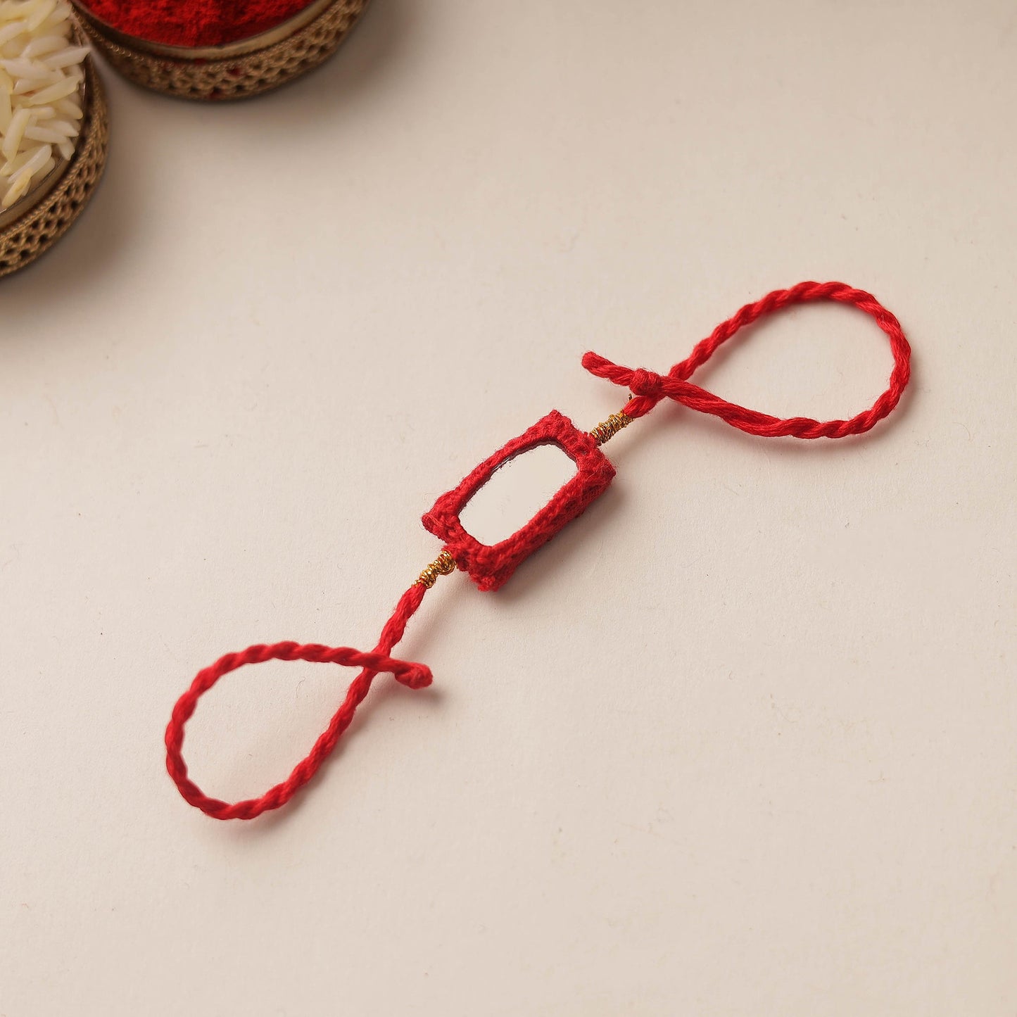 Handmade Mirror & Thread Work Rakhi 04