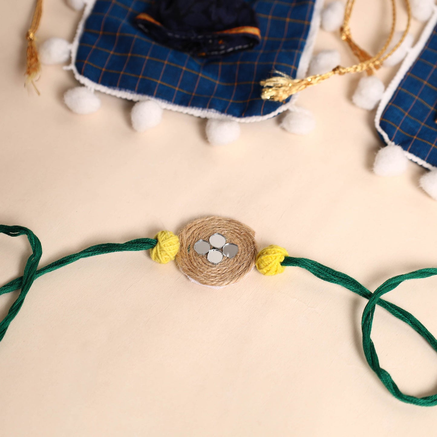 Handmade Bead Work Jute Rakhi (Set of 2)