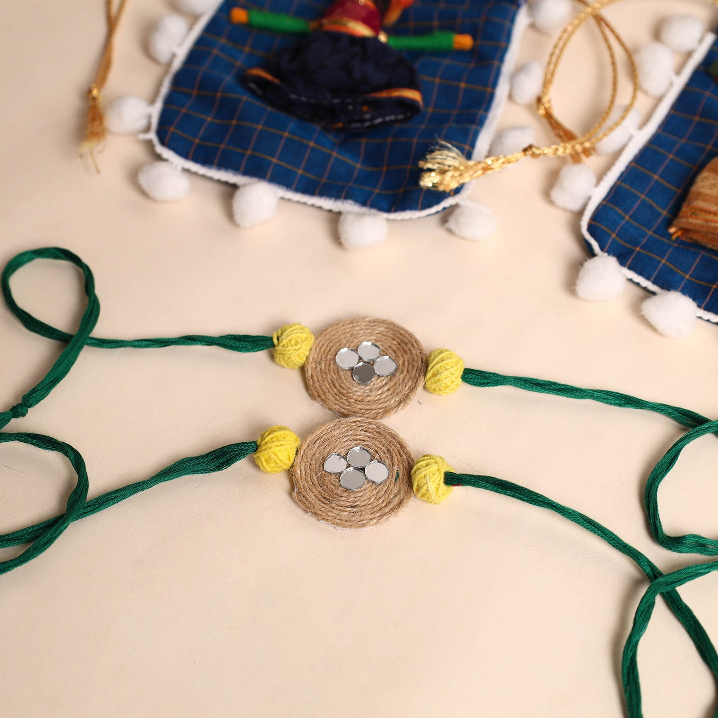 Handmade Bead Work Jute Rakhi (Set of 2)