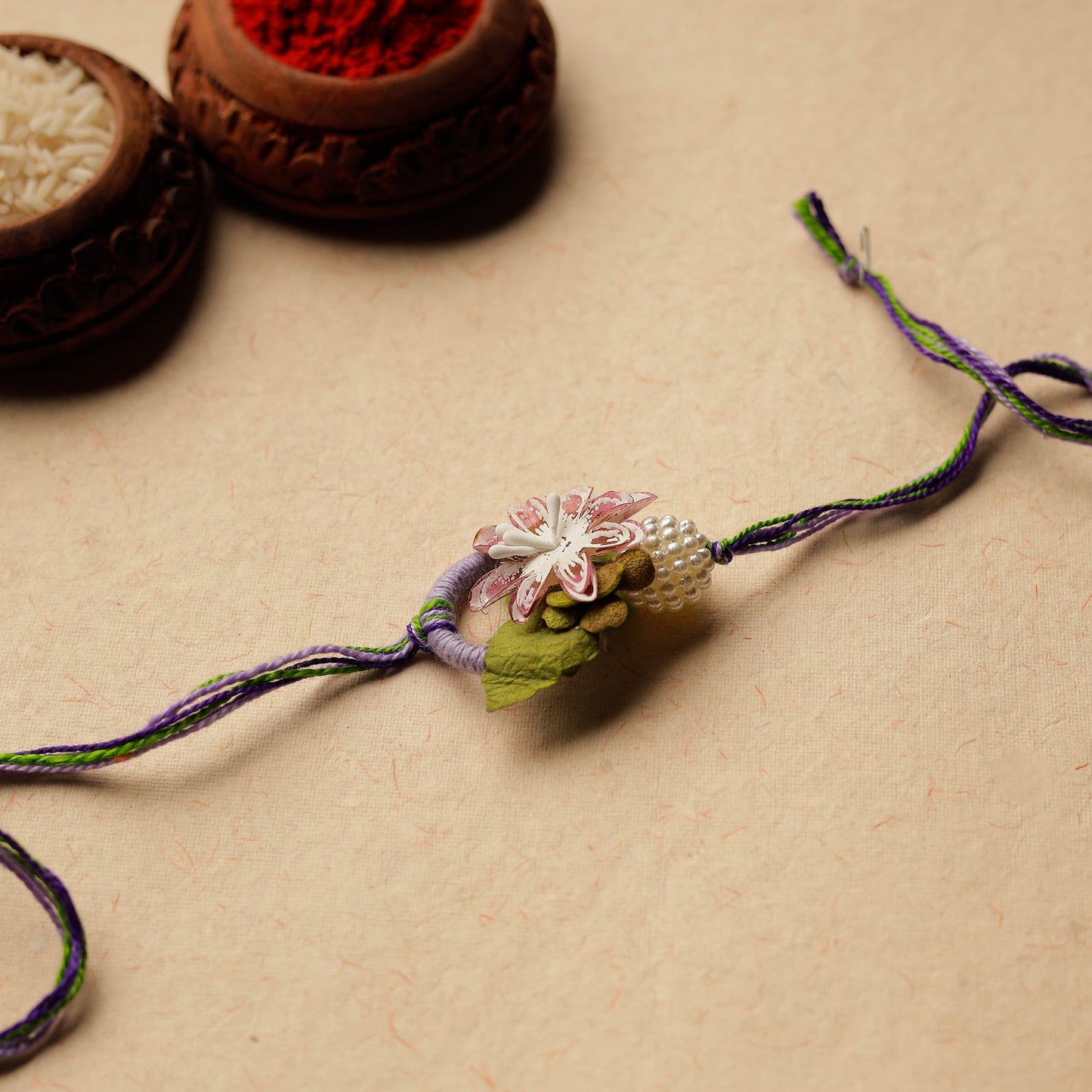 Handmade Paper Flower Rakhi 08