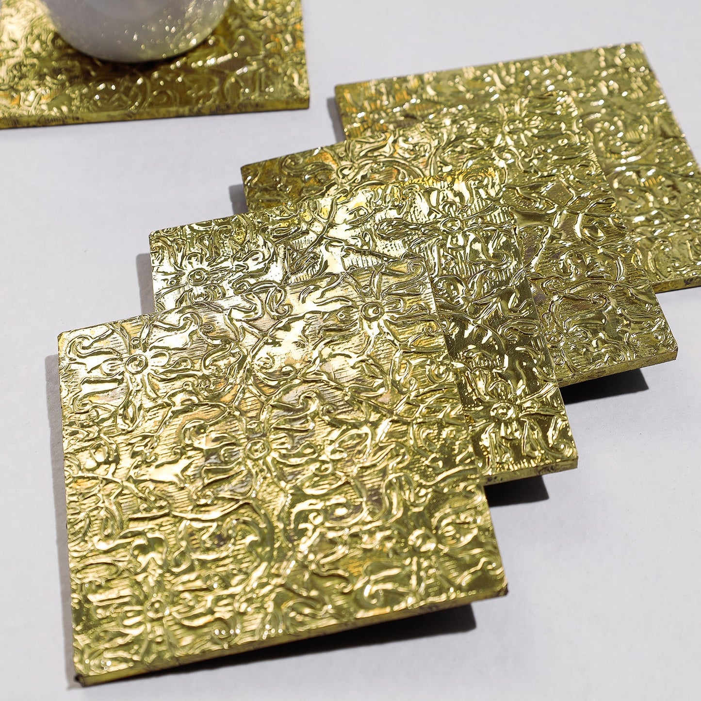 Handmade Papier Mache Metal Coated Coasters