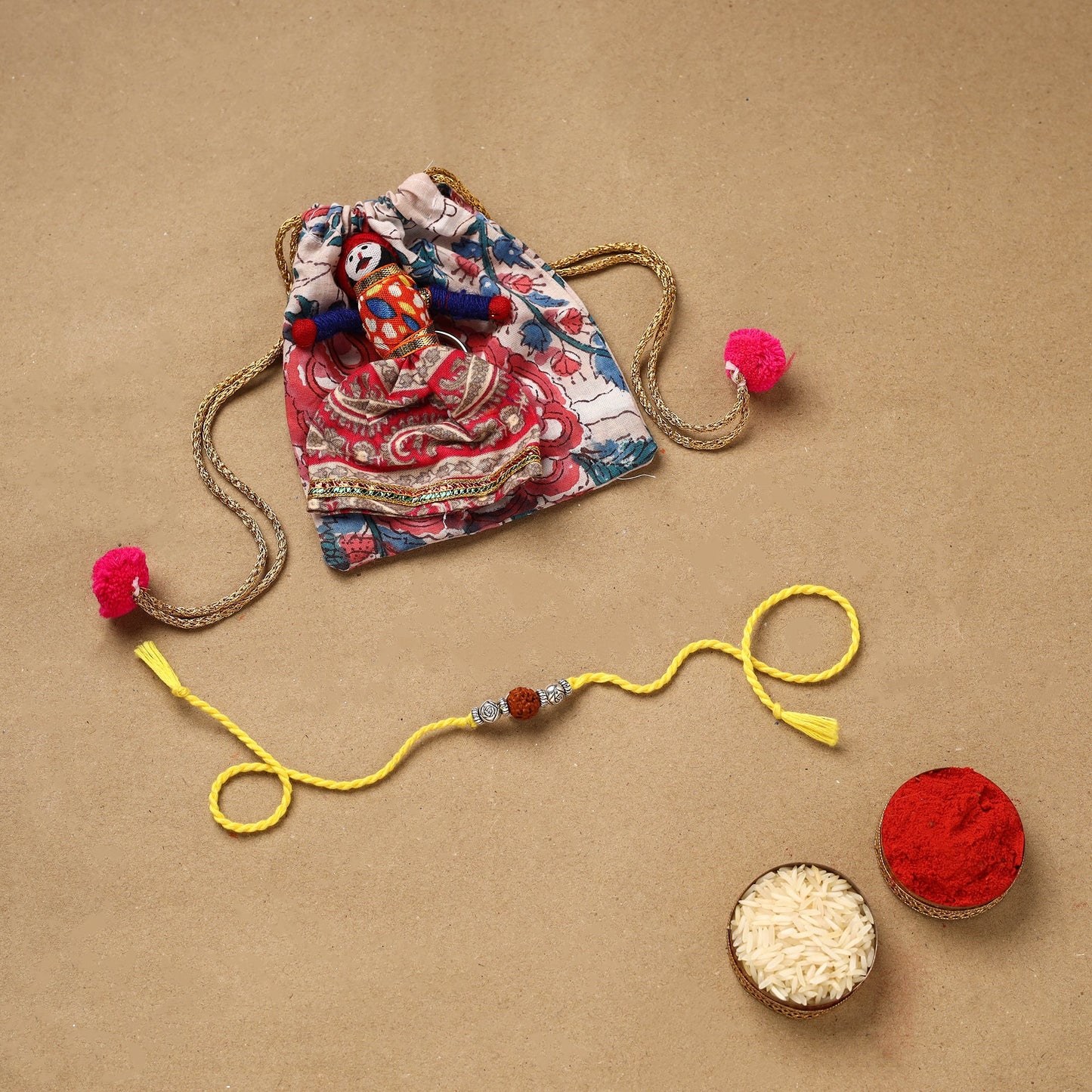 Handmade rudraksh work rakhi 42 - handcrafted