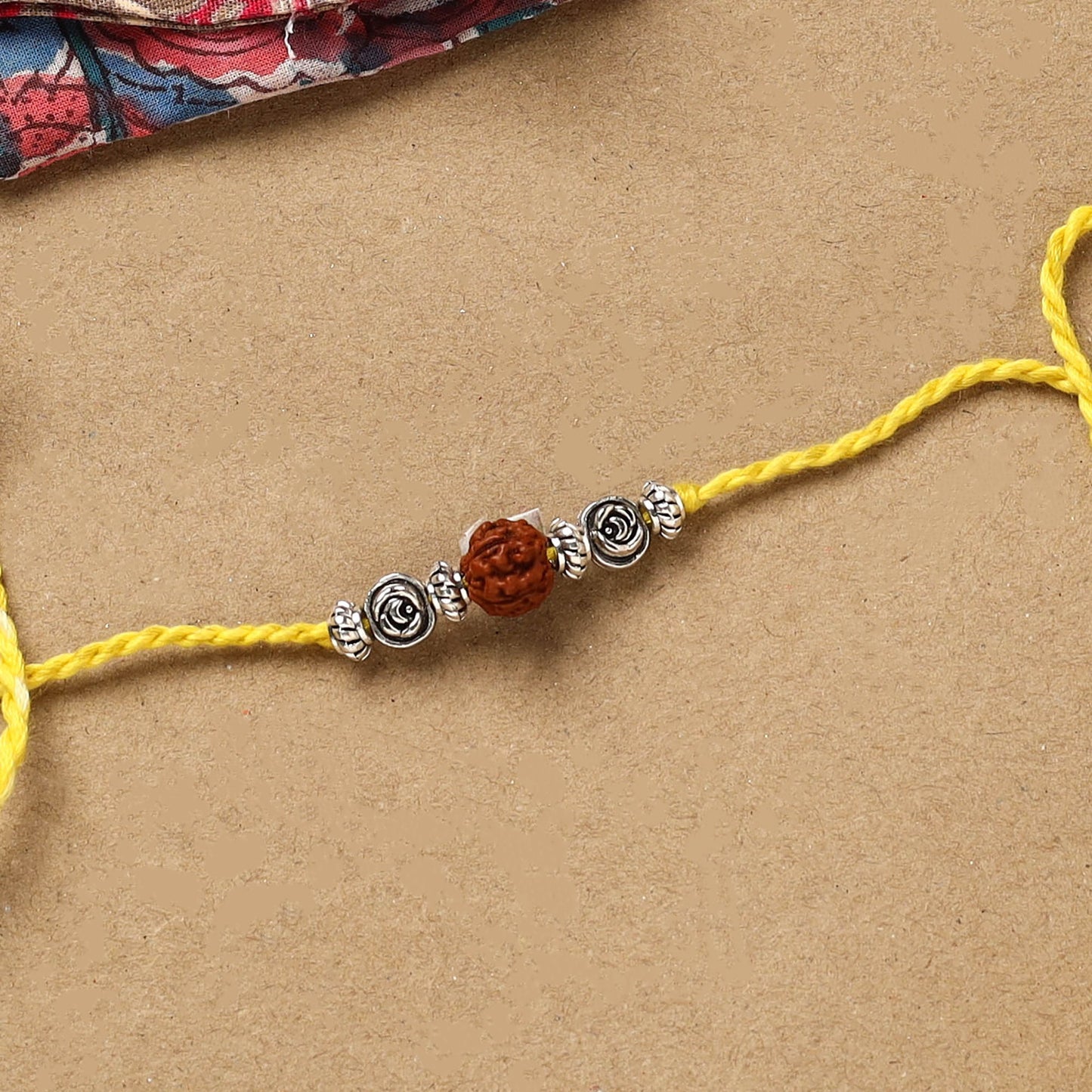 Handmade rudraksh work rakhi 47 - handcrafted