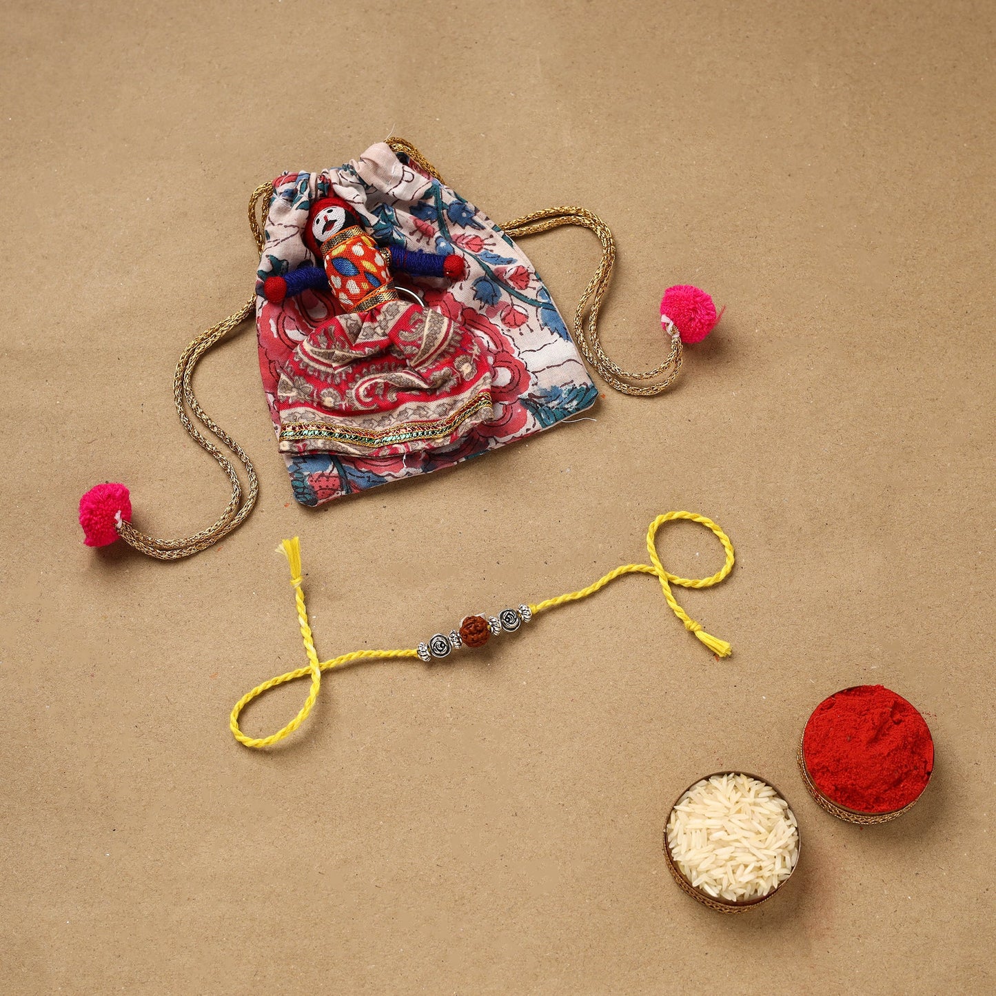 Handmade rudraksh work rakhi 47 - handcrafted