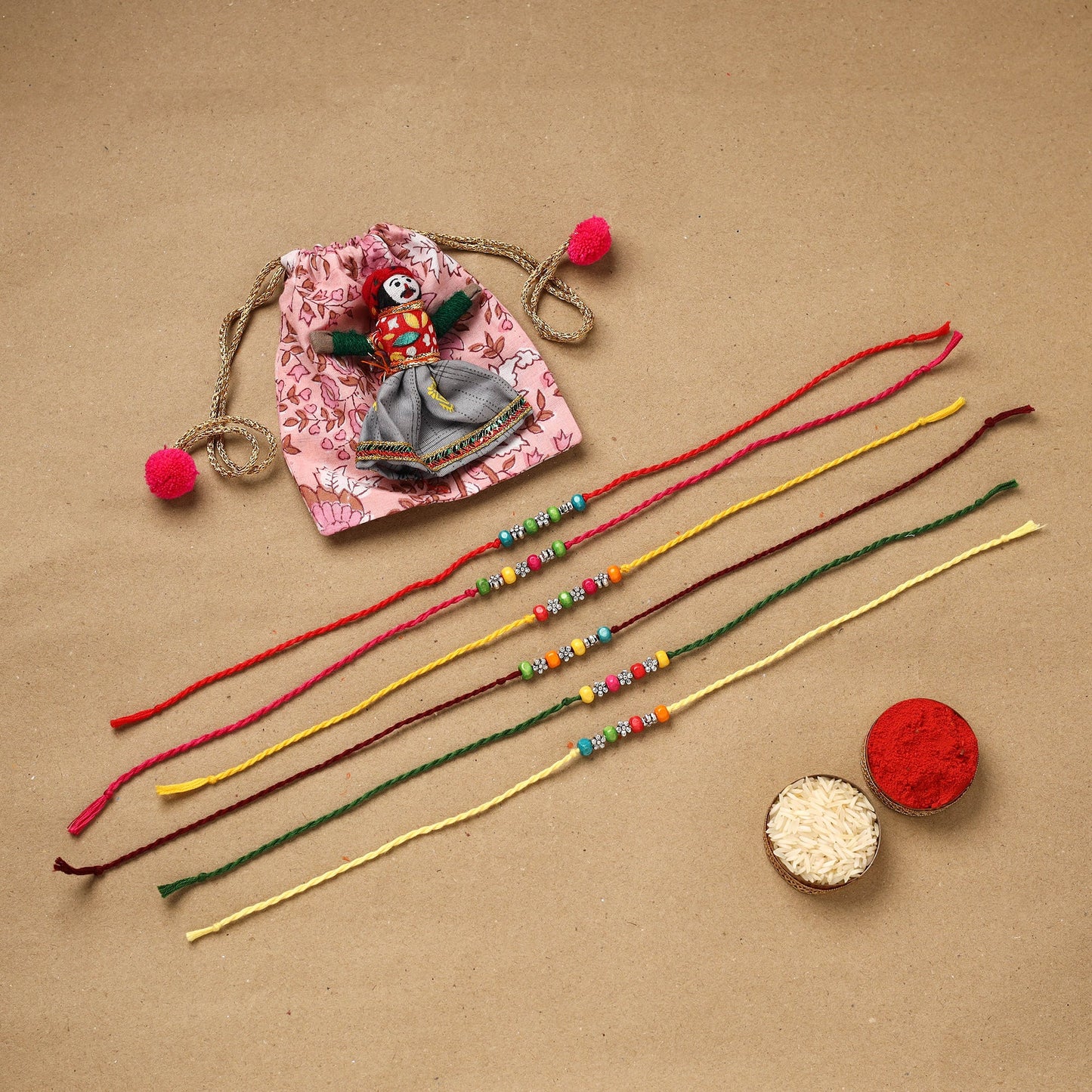Handmade rudraksh work rakhi (set of 6) 94 - handcrafted