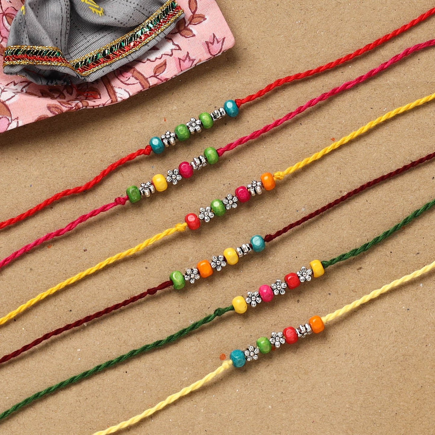 Handmade rudraksh work rakhi (set of 6) 94 - handcrafted