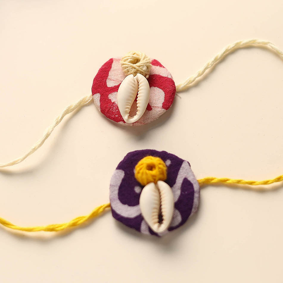 Handmade Shell Work Fabart Rakhi (Set of 2)