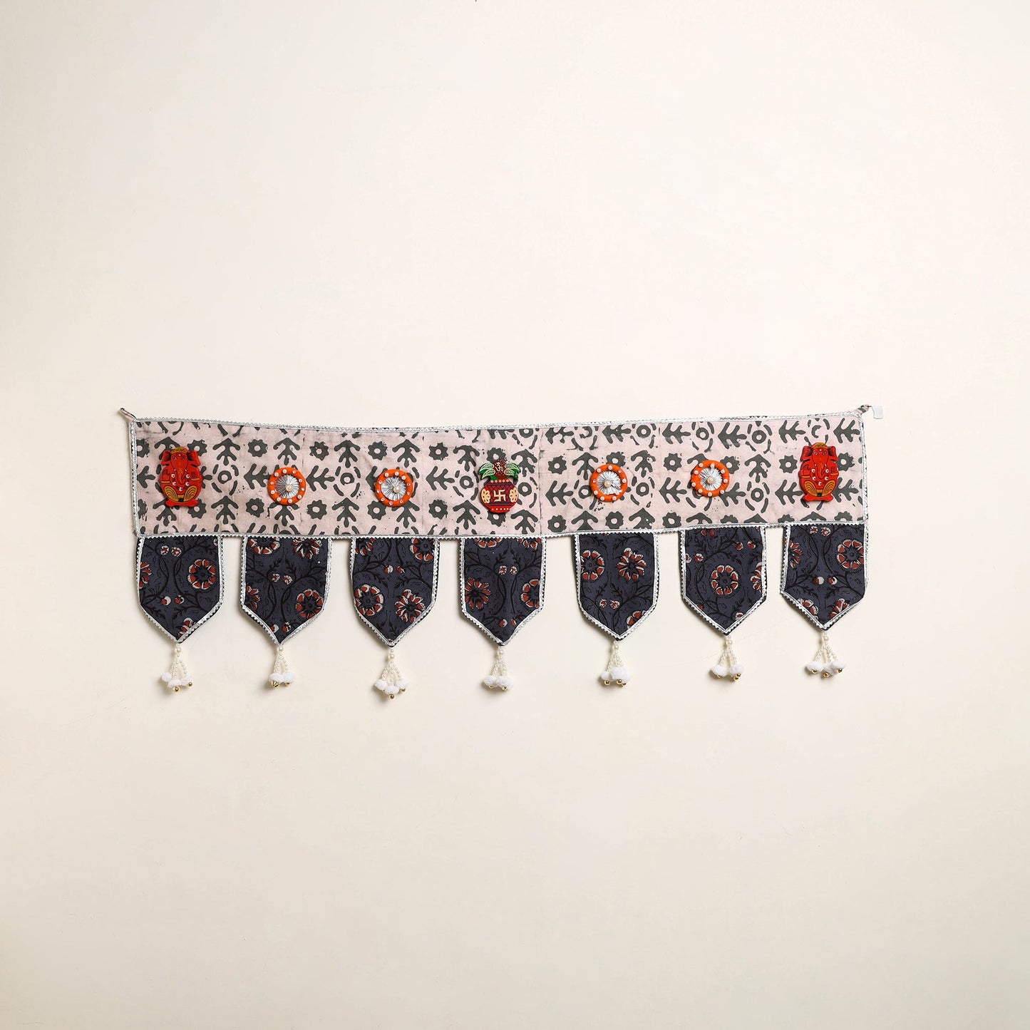 Handmade Shell Work Fabric Toran for Home Decor