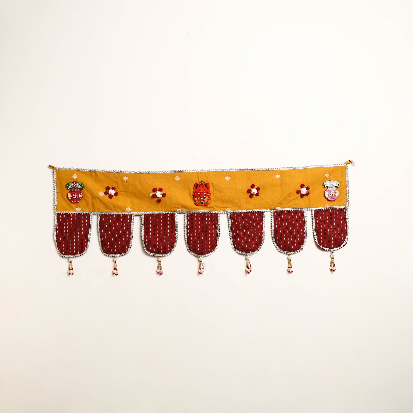 Handmade Shell Work Fabric Toran for Home Decor