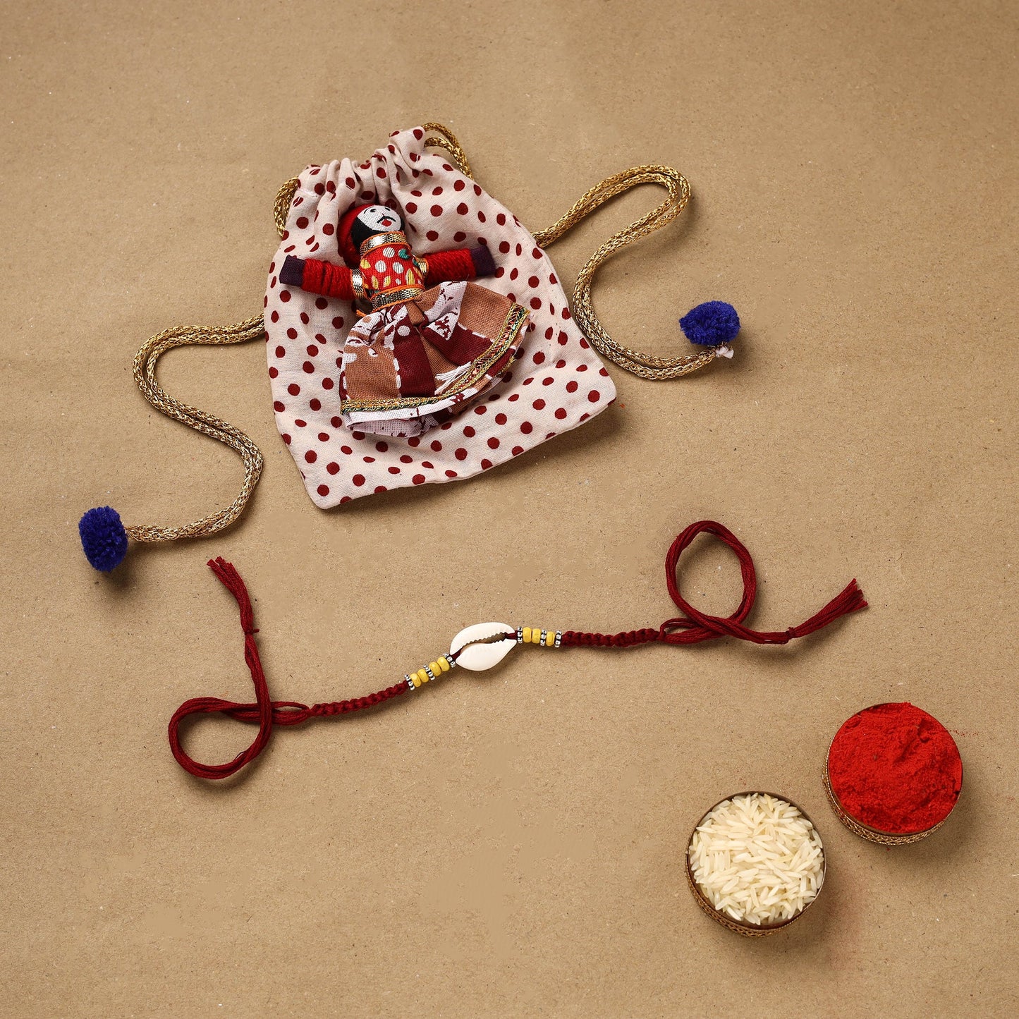 Handmade shell work rakhi 140 - handcrafted