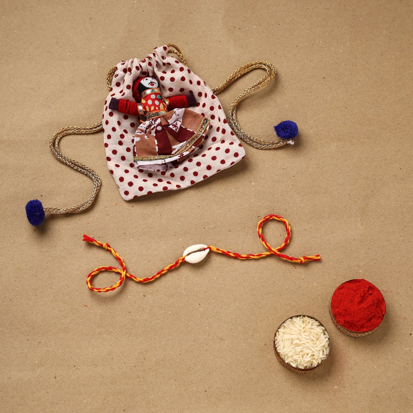 Handmade shell work rakhi 143 - handcrafted