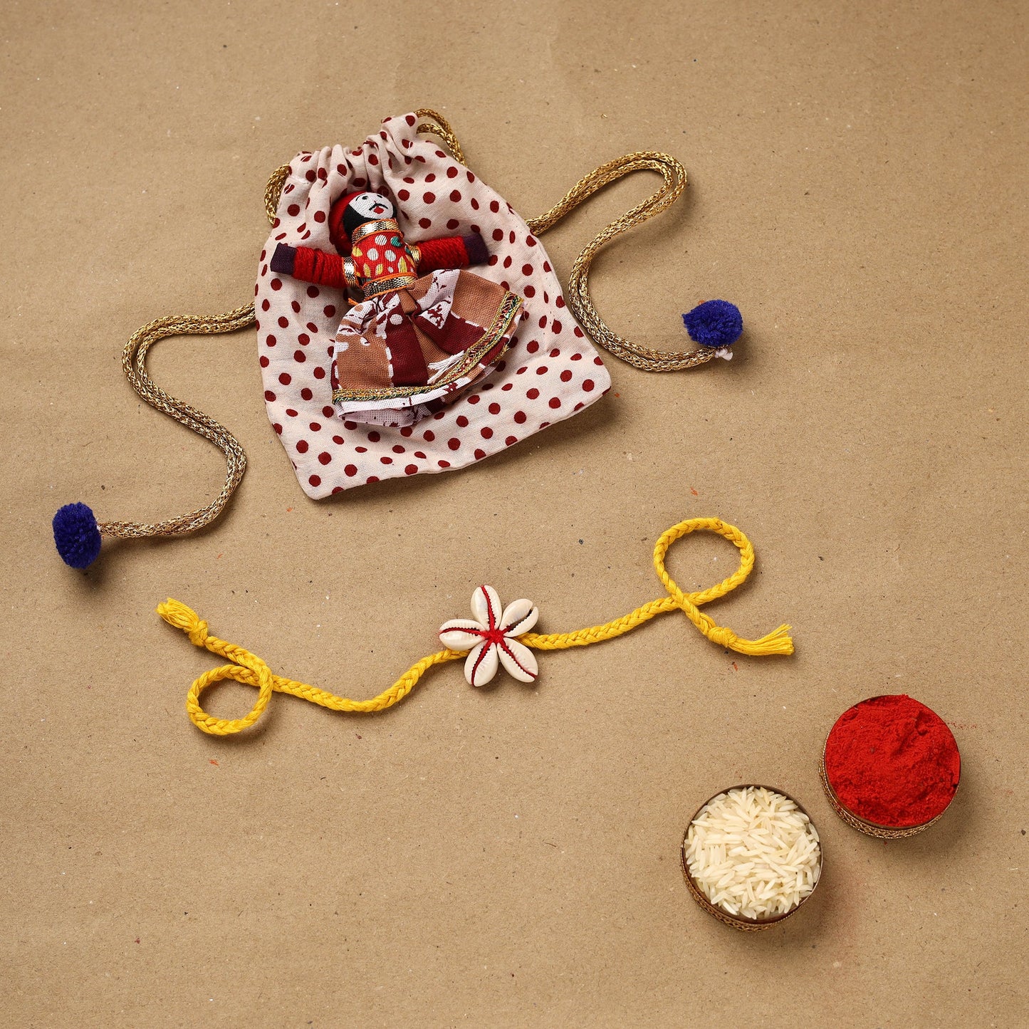 Handmade shell work rakhi 144 - handcrafted