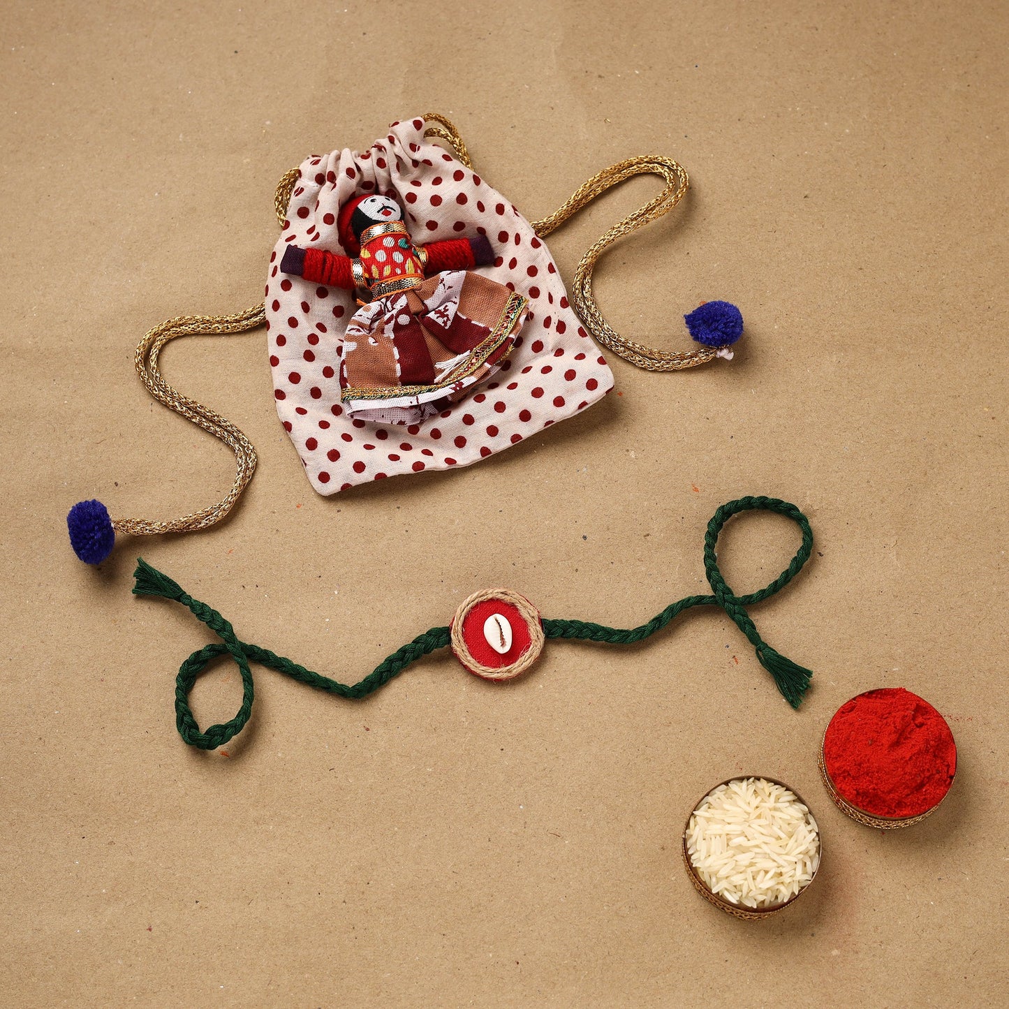 Handmade shell work rakhi 145 - handcrafted
