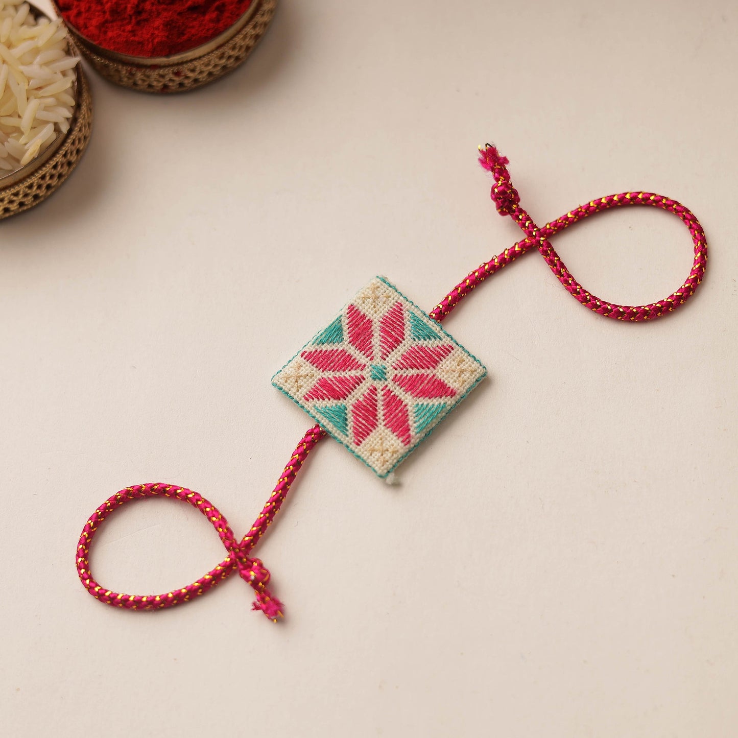 Handmade Soof Embroidery Rakhi 18