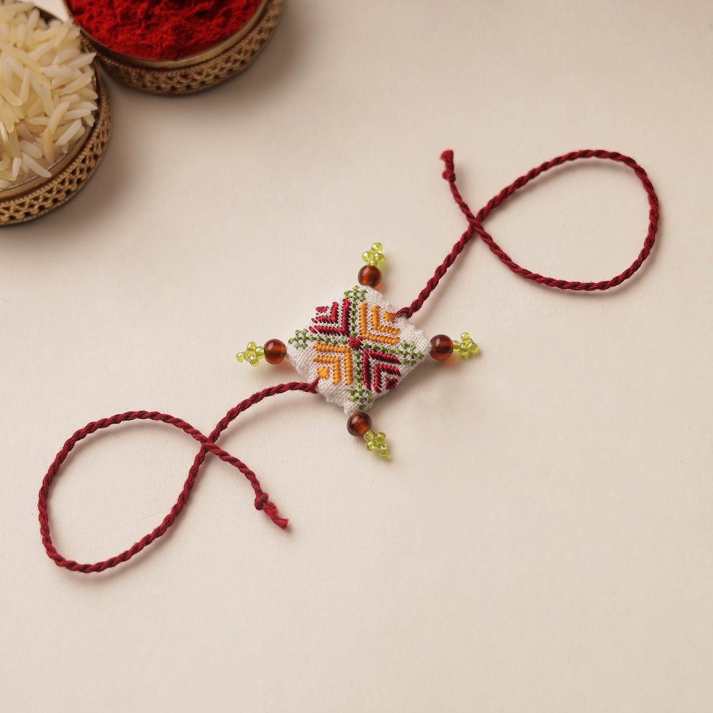 Handmade Soof Embroidery Rakhi 65