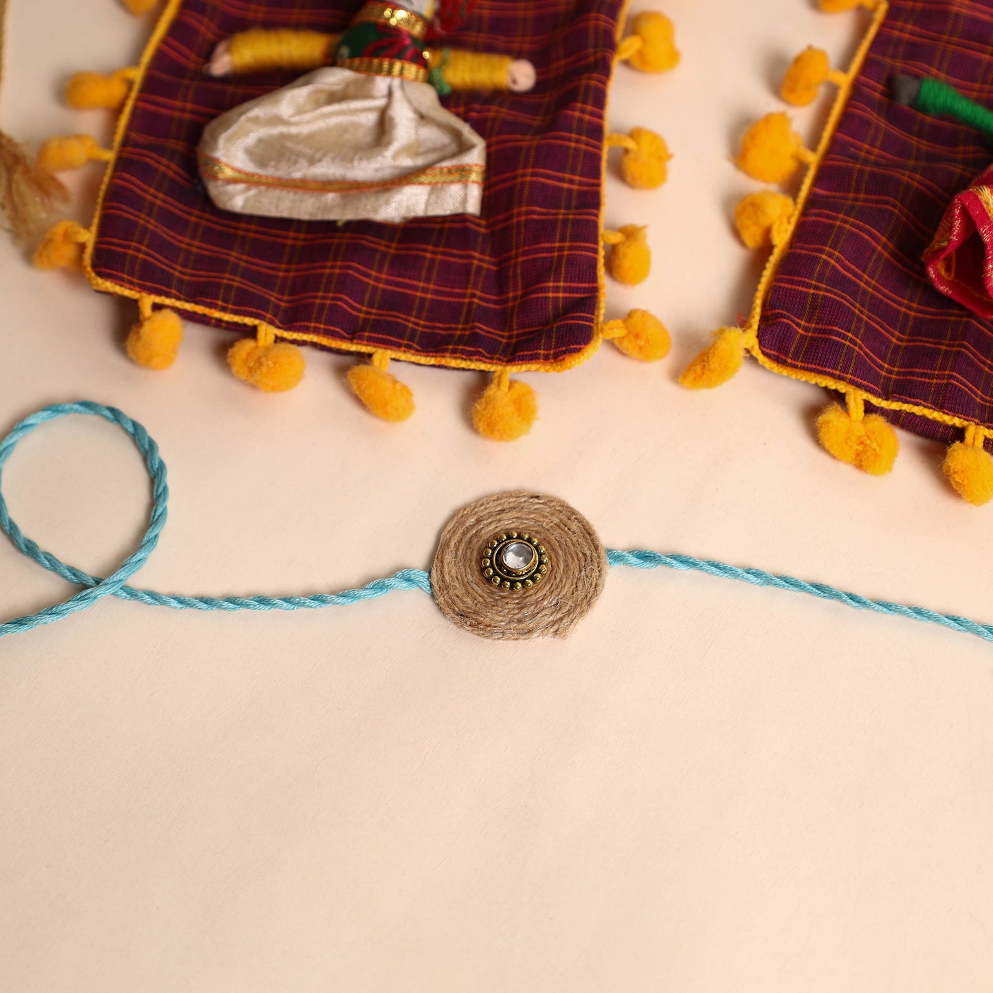 Handmade Stone Work Jute Rakhi (Set Of 2)