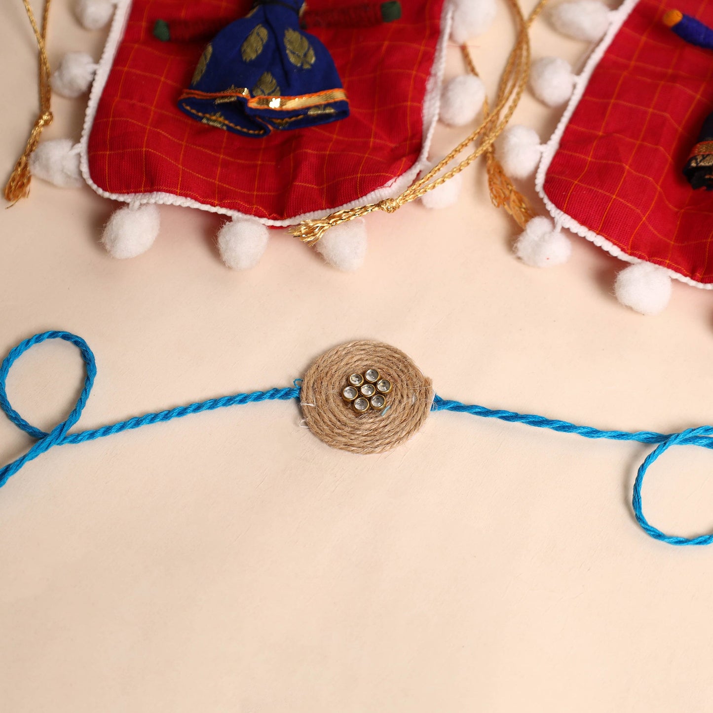 Handmade Stone Work Jute Rakhi (Set Of 2)