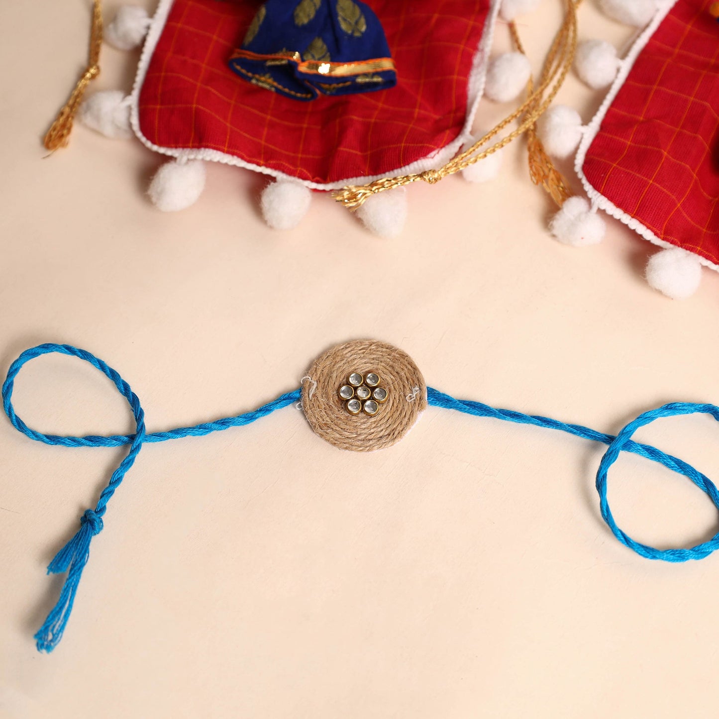 Handmade Stone Work Jute Rakhi (Set Of 2)