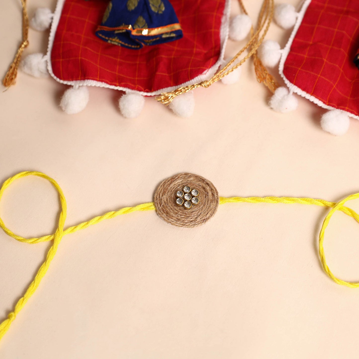 Handmade Stone Work Jute Rakhi (Set Of 2)