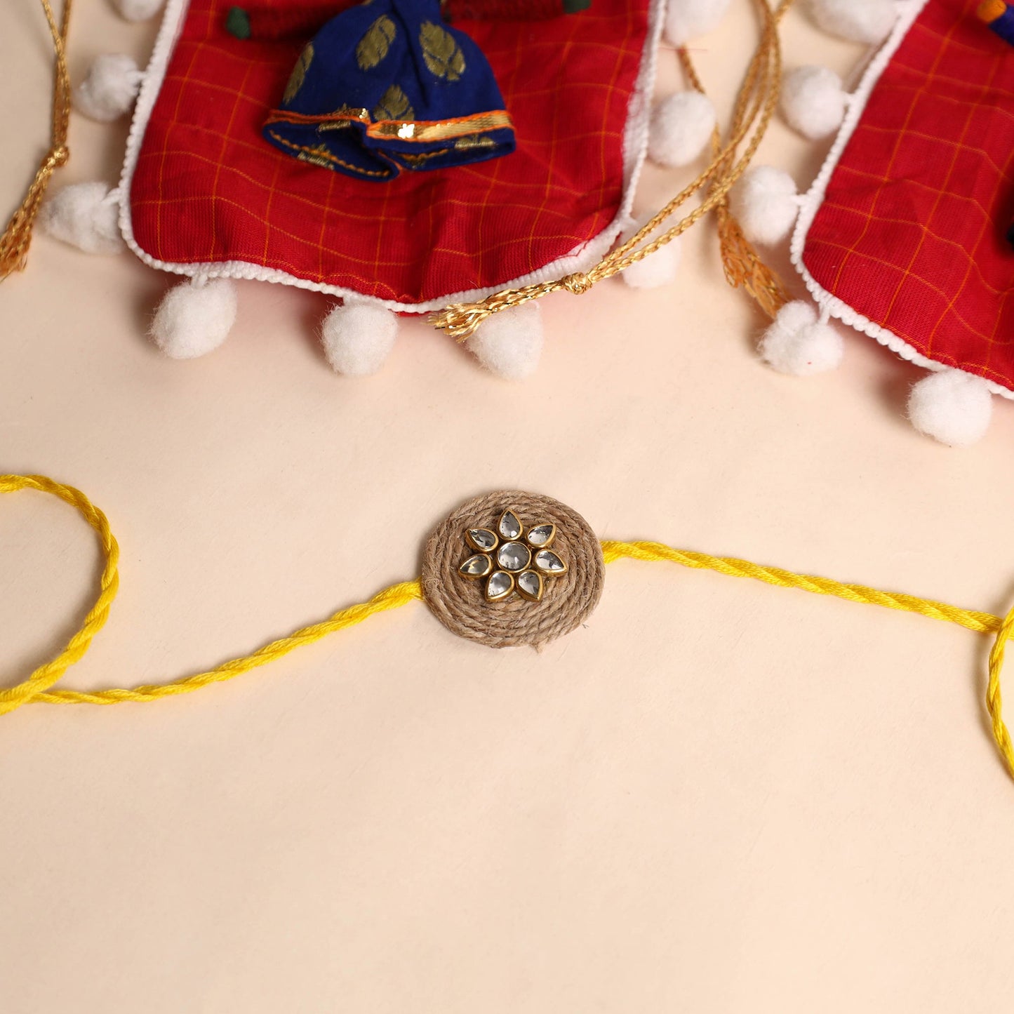 Handmade Stone Work Jute Rakhi (Set Of 2)