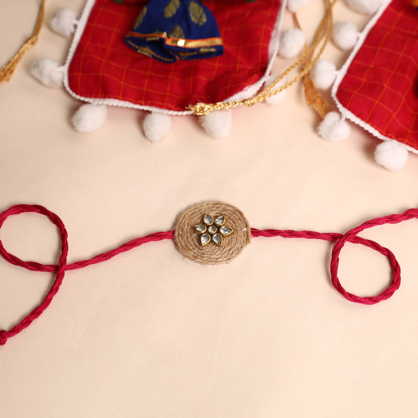 Handmade Stone Work Jute Rakhi (Set Of 2)