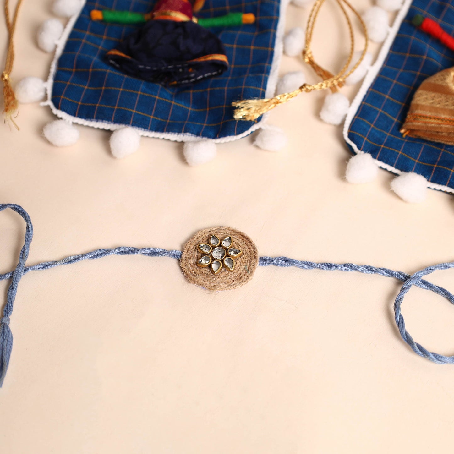 Handmade Stone Work Jute Rakhi (Set Of 2)
