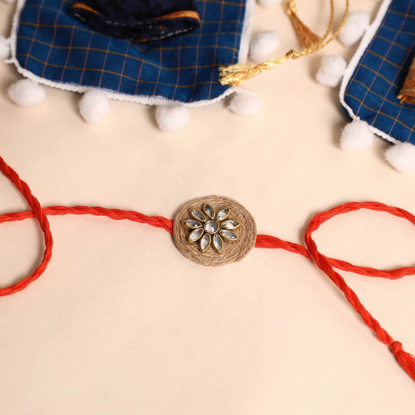 Handmade Stone Work Jute Rakhi (Set Of 2)