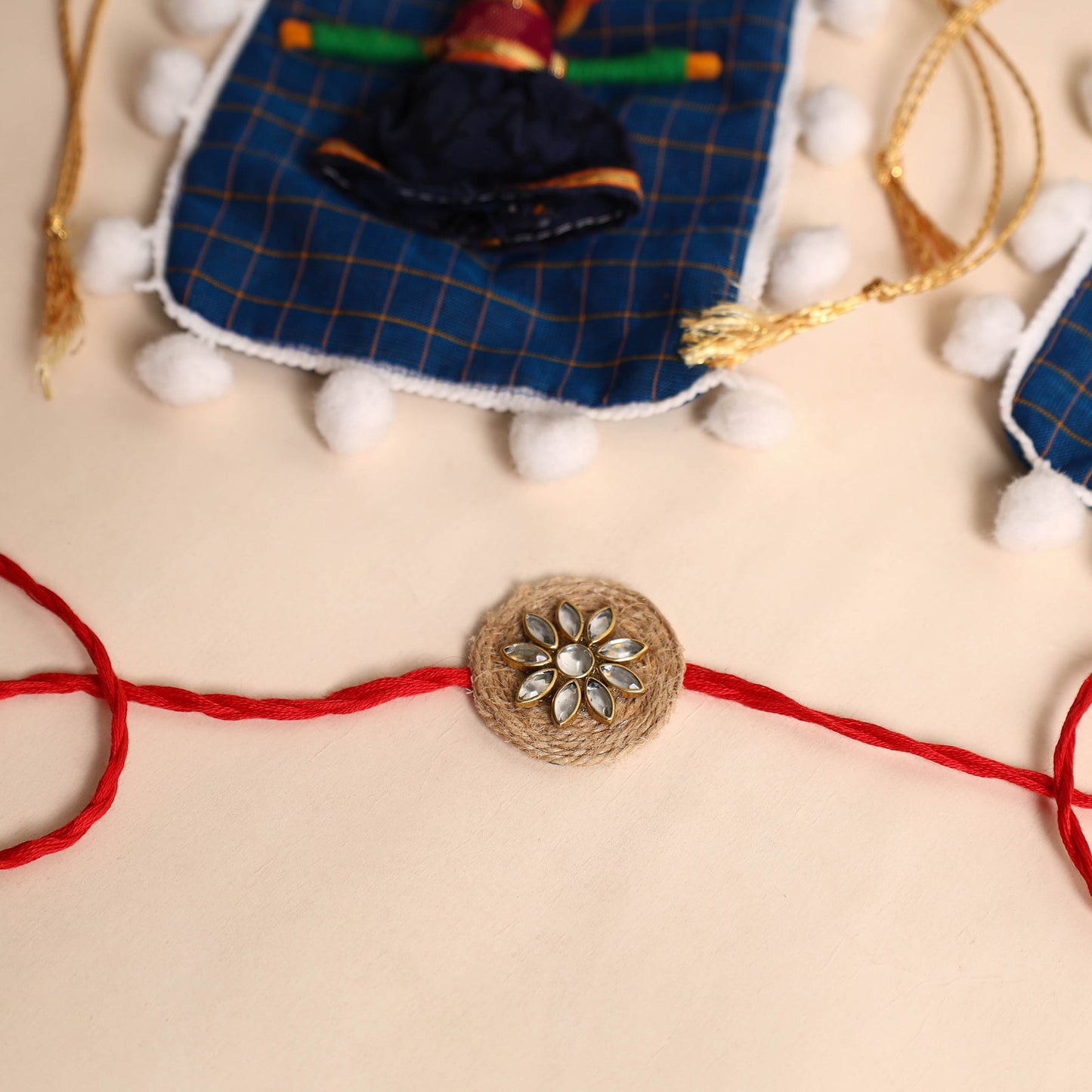 Handmade Stone Work Jute Rakhi (Set Of 2)